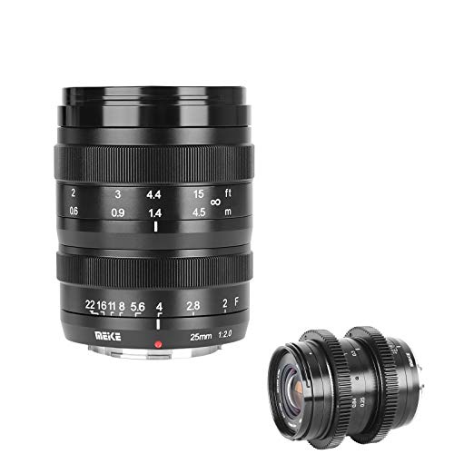 Meike 25mm F2.0 M43 Large Aperture Low Distortion Wide Angle Maunal Sharp Lens for Olypums Panasonic MFT Mount Mirrorless Cameras