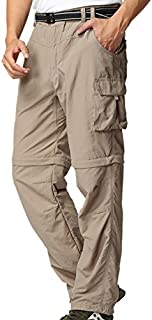 Mens Hiking Pants Convertible Quick Dry Lightweight Zip Off Outdoor Fishing Travel Safari Pants (225 Khaki 32)