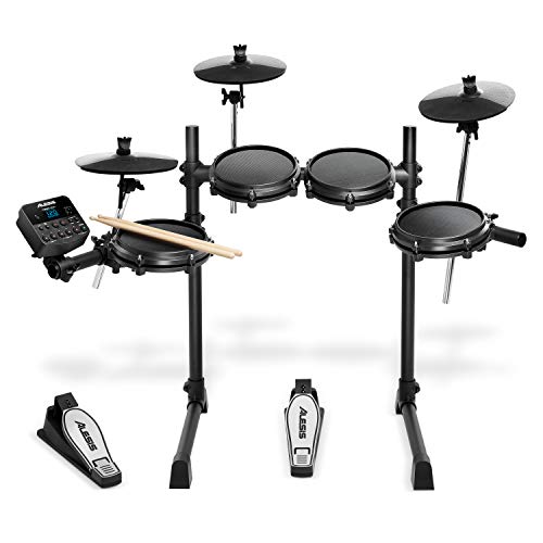 Alesis Drums Turbo Mesh Kit  Seven Piece Mesh Electric Drum Set With 100+ Sounds, 30 Play-Along Tracks, Drum Sticks & Connection Cables Included