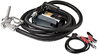 AmazonCommercial Heavy Duty Diesel Fuel Transfer Pump Kit Portable 10GPM/40LPM Electric Self-Priming DC 12V Includes Alligator Clamps, Aluminum Manual Nozzle, Delivery & Suction Hose w/Filter