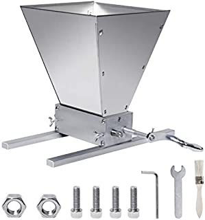 Manual Adjustable Barley Grinder, 2 Roller Malt Crusher Barley Crusher Grain Mill with Cleaning brush Use for Beer Brewing Grain Mill Homebrew