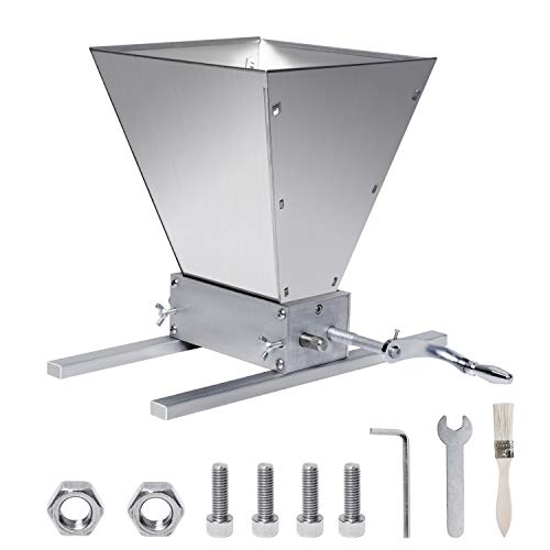 Manual Adjustable Barley Grinder, 2 Roller Malt Crusher Barley Crusher Grain Mill with Cleaning brush Use for Beer Brewing Grain Mill Homebrew