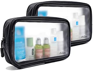 [2 Pack] ProCase TSA Approved Travel Toiletry Bag Pouch, Matte Clear Quart Size Bag Carry-On Airport Airline Compliant Bag Travel Makeup Cosmetic Bag for Toiletries Liquids Creams and Cosmetics