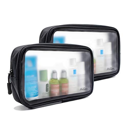 [2 Pack] ProCase TSA Approved Travel Toiletry Bag Pouch, Matte Clear Quart Size Bag Carry-On Airport Airline Compliant Bag Travel Makeup Cosmetic Bag for Toiletries Liquids Creams and Cosmetics