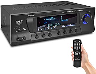 Wireless Bluetooth Audio Power Amplifier - 300W 4 Channel Home Theater Stereo Receiver w/ USB, AM FM, 2 Mic IN w/ Echo, RCA, LED, Speaker Selector - For Studio, Home Use - Pyle PT272AUBT