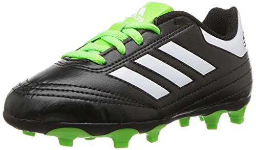 adidas Performance Kids' Goletto VI J Firm Ground Soccer Cleats, Black/White/Sgreen, 11.5 Medium US Little Kid