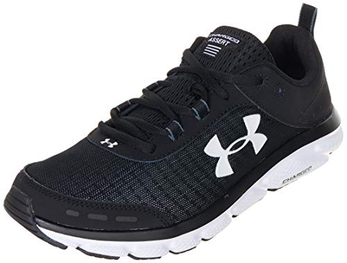 Under Armour mens Charged Assert 8 Running Shoe, Black/White, 11.5 US