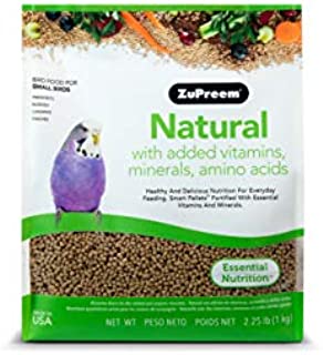 ZuPreem Natural Bird Food for Small Birds - Made in The USA, Essential Vitamins, Minerals, Amino Acids for Parakeets, Budgies, Parrotlets (2.25 lb Bag)