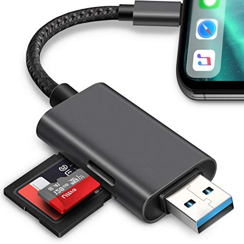 SD Card Reader for iPhone/iPad,Trail Camera SD Viewer Reader Adapter,USB3.0 Memory Micro SD Card Reader for iPhone Mac PC Desktop,SD Card Adapter Reader, Plug and Play,No App Required