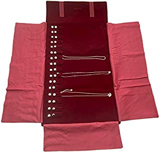 UnionPlus Large Travel Jewelry Case Roll Bag Organizer for Necklace Bracelet Earrings Ring, Burgundy (Large Burgundy (Necklaces Only))