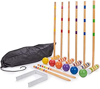 Family Croquet  Family-Sized/Travel Croquet Set with Drawstring Bag  Backyard Lawn Game for 6-Players  (6) 26