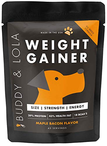 Buddy & Lola Weight Gainer for Dogs - Healthy Weight Gainer Supplement for Dogs - Muscle Builder, Injury Recovery, High Calorie Energy & Performance Supplement for All Breeds. Made in The USA