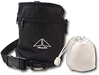 Valley Climbing Chalk Bag with Chalk Ball, Belt, Carabiner Clip, Brush Loop and Zippered Pockets for Climbing, Bouldering, Gymnastics, Cross Fit and Lifting