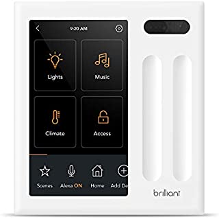 Brilliant Smart Home Control (2-Switch Panel)  Alexa Built-In & Compatible with Ring, Sonos, Hue, Kasa/TP-Link, Wemo, SmartThings, Apple HomeKit  In-Wall Touchscreen Control for Lights, Music & More