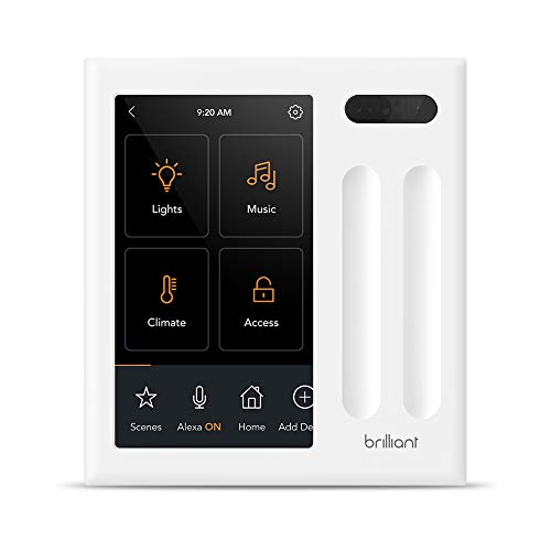 Brilliant Smart Home Control (2-Switch Panel)  Alexa Built-In & Compatible with Ring, Sonos, Hue, Kasa/TP-Link, Wemo, SmartThings, Apple HomeKit  In-Wall Touchscreen Control for Lights, Music & More