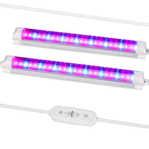 led Grow Lights for Indoor Plants Full Spectrum, 1ft LED Plant Strip Light with 3/6/9H Timer, Plant Light Tube with Auto On/Off, led Greenhouse Lights, Plant lamp Apply to All Plants (2 Pack)