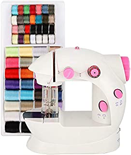 Mini Portable Sewing Machines Handheld Electric Sewing Machines With 60 Piece Sewing Thread Kit Adjustable 2-Speed Sewing Machine for Kids Beginner and Home, Easy to Use, Pink