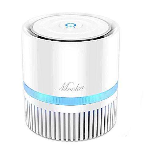 MOOKA Air Purifier for Home, 3-in-1 True HEPA Filter Air Cleaner for Bedroom and Office, Odor Eliminator for Allergies and Pets, Smoke, Dust, Mold, 3D Filtration, Night Light, Available for California