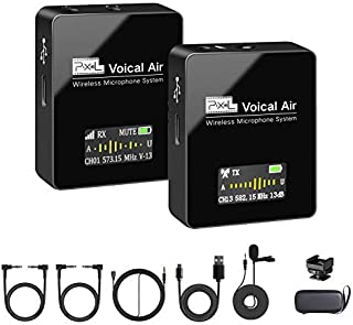 Pixel 36-Channel UHF Wireless Lavalier Microphone System with 1 Receiver, 1 Transmitter and 1 Lapel Microphone Compatible with DSLRs, iPhone/Android Smartphones