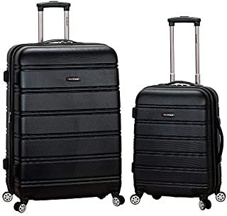 Rockland Melbourne Hardside Expandable Spinner Wheel Luggage, Black, 2-Piece Set (20/28)