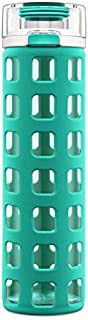 Ello Syndicate Glass Water Bottle with One-Touch Flip Lid , Mint, 20-ounce