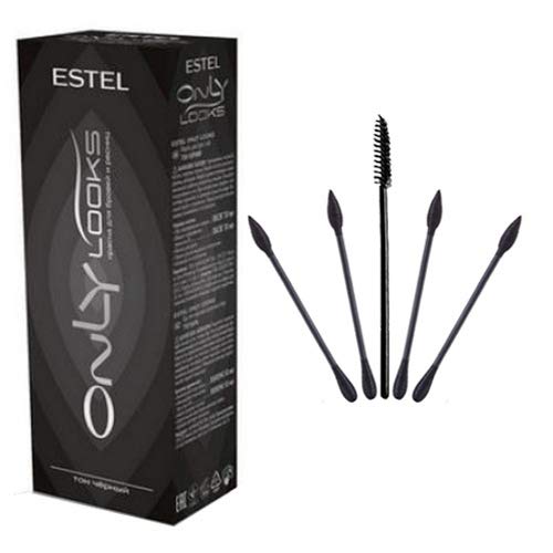 ESTEL ONLY LOOKS Professional Eyebrow Eyelash Tint Dye (Black) and a set of cotton swabs for a makeup artist