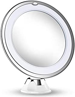 Updated 2020 Version 10X Magnifying Makeup Vanity Mirror with Lights, LED Lighted Portable Hand Cosmetic Magnification Light up Mirrors for Home Tabletop Bathroom Shower Travel