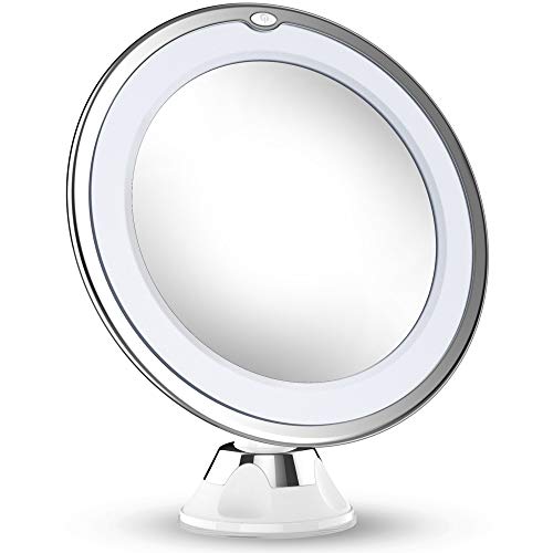 Updated 2020 Version 10X Magnifying Makeup Vanity Mirror with Lights, LED Lighted Portable Hand Cosmetic Magnification Light up Mirrors for Home Tabletop Bathroom Shower Travel