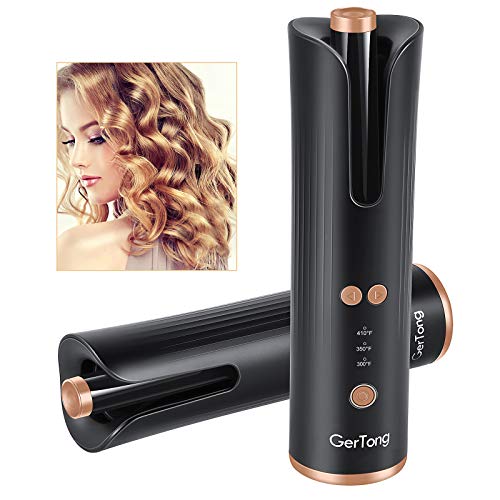 Automatic Curling Iron, Cordless Hair Curler with 3 Temperature Fast Heating and Intelligent Anti-Tangle, Portable Rechargeable Auto Curling Wand Magic Styling Tools for Travel, Home