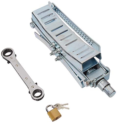 Cynder - 2033 Heavy Duty Wheel Stop Chock-N-Lock with Ratchet Wrench Stabilizes Truck by Securing Tandem Tires to Prevent Movement, Spaced 3-10