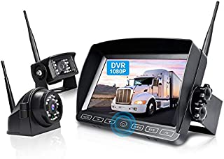 ZEROXCLUB Digital Wireless Backup Camera System Kit,HD 1080P & IP69 Waterproof Wireless Reverse Rear Side View Camera + 7 DVR Split Monitor with Touch Button for RV/Truck/Trailer/Bus/Pickup/Van-W702