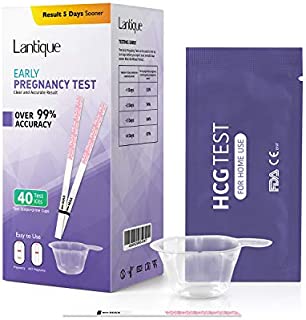 Pregnancy Test Strips Kit for Early Home Detection, 40 HCG Tests Strips with Urine Cup,Easy to Use, Reliable and Quick, Over 99% Accurate in Clear HCG Pregnancy Tests Results