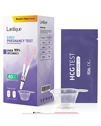 Pregnancy Test Strips Kit for Early Home Detection, 40 HCG Tests Strips with Urine Cup,Easy to Use, Reliable and Quick, Over 99% Accurate in Clear HCG Pregnancy Tests Results