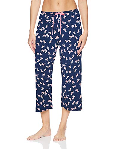 HUE Women's Plus Size Printed Knit Capri Pajama Sleep Pant, Medieval - Beach Chair, 3X