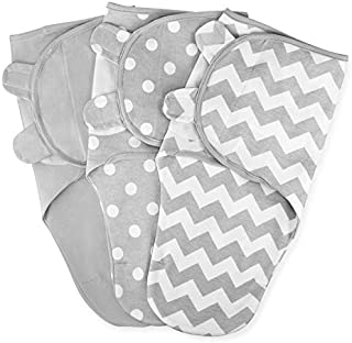 Swaddle Blanket Baby Girl Boy Easy Adjustable 3 Pack Infant Sleep Sack Wrap Newborn Babies by Comfy Cubs (Small (0-3 Month), Gray)