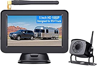 Leekooluu LK4 HD 1080P Digital Wireless Backup Camera System for RVs/Trucks/Trailers/Motorhomes with 5''Monitor Rear View System IR Night Vision IP69K Waterproof DIY Guide Lines Continuous/Reverse Use