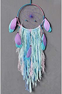 Dream Catcher Handmade Traditional White Feather Wind Chime Wall Hanging Home Decoration (Purple Bohemia Dream Catcher)