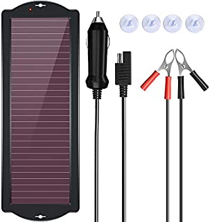 POWOXI 1.8W 12V Solar Car Battery Charger Maintainer, Portable Solar Panel Trickle Charging Kit for Automotive, Motorcycle, Boat, ATV,Marine, RV, Trailer, Powersports, Snowmobile, etc.