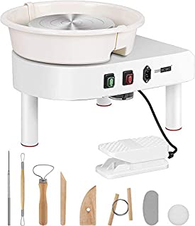 VIVOHOME Pottery Wheel 25CM Pottery Forming Machine 350W Electric DIY Clay Tool with Foot Pedal and Detachable Basin for Ceramic Work Art Craft White