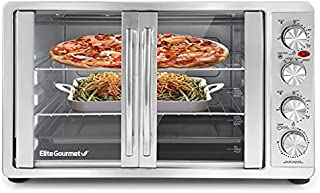 Elite Gourmet ETO-4510M Double French Door Countertop Convection Toaster Oven, Bake Broil Toast Rotisserie Keep Warm 12