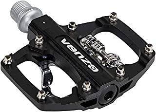 Venzo Multi-Use Compatible with Shimano SPD Mountain Bike Bicycle Sealed Clipless Pedals - Dual Platform Multi-Purpose - Great for Touring, Road, Trekking Bikes - Size: 85 x 80 mm = 3.3 x 3.1 inch