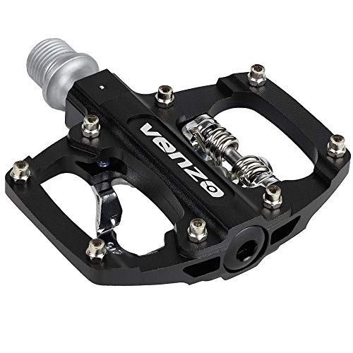 Venzo Multi-Use Compatible with Shimano SPD Mountain Bike Bicycle Sealed Clipless Pedals - Dual Platform Multi-Purpose - Great for Touring, Road, Trekking Bikes - Size: 85 x 80 mm = 3.3 x 3.1 inch