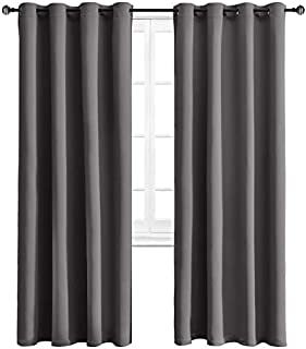 WONTEX Blackout Curtains Thermal Insulated with Grommet Curtains for Bedroom, 52 x 84 inch, Grey, 2 Panels