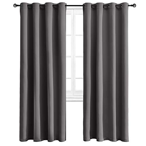 WONTEX Blackout Curtains Thermal Insulated with Grommet Curtains for Bedroom, 52 x 84 inch, Grey, 2 Panels