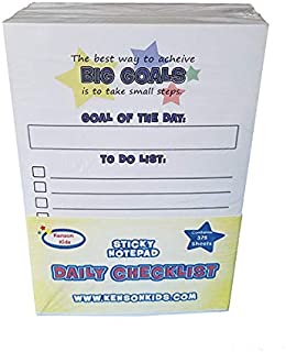 Sticky Note Pad Daily Checklist by Kenson Kids  15 Pack (375 Sheets) - 4x6 Task Planner, Day Scheduling to do List, Goal Setting Organizational Tool for Children and Adults