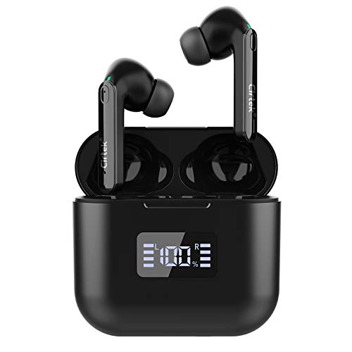 Cirtek Wireless Earbuds Active Noise Cancelling Bluetooth 5.0 Earbuds with 4 Mics Noise Reduction,35Hrs ANC Ear Buds, TWS Stereo Earphones, Enhanced Deep Bass, Smart Touch Control, IPX6 Waterproof