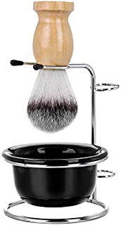 CCbeauty Men's Shaving Set, Stainless Steel Shaving Razor&Brush Holder Soap Bowl Mug Badger Hair Beard Brush