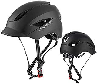 Adult Bicycle Helmet Classic Urban Commuter Bike Helmet Hat Tongue Design Rechargeable USB Safety Light Road Cycling Helmet Adjustable Size for Men Women 22.44-24.41 Inches(Matte Black)