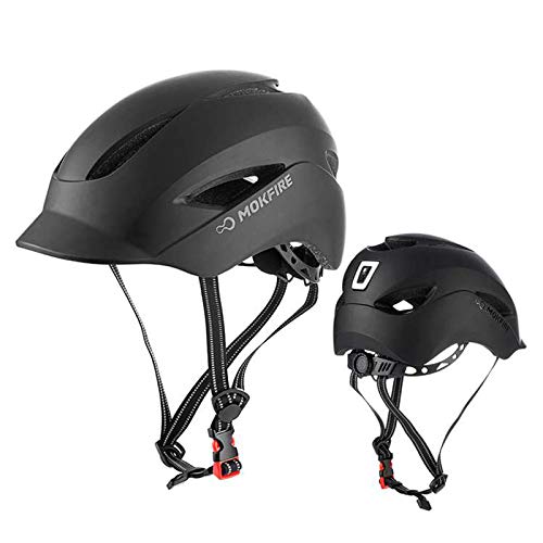 Adult Bicycle Helmet Classic Urban Commuter Bike Helmet Hat Tongue Design Rechargeable USB Safety Light Road Cycling Helmet Adjustable Size for Men Women 22.44-24.41 Inches(Matte Black)