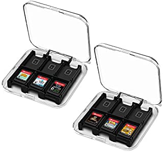 TNP Game Card Case Cartridges Holder (2 Pack) for Nintendo Switch, Switch Lite Video Games (12 Slot Clear Shell) Portable Protective Storage Switch Game Cards/Micro SD Card Holder Box Accessories